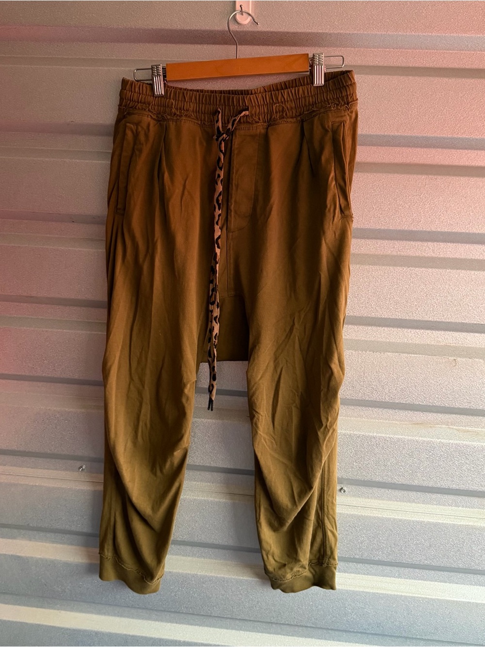R13 drop crotch harem distressed sweatpant in olive